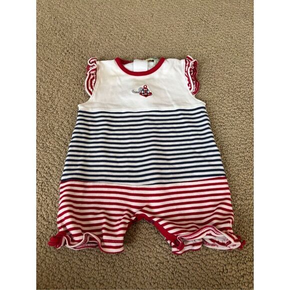 Kissy Kissy 0-3m embroidered nautical pima cotton girls romper - Picture 1 of 3